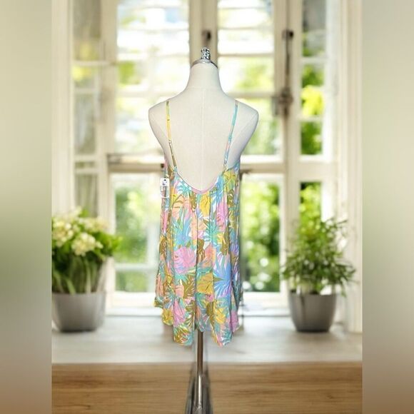 Billabong Women’s Sunny Daze Mini Dress Pink/Peach Floral Dress Size M - Picture 9 of 12